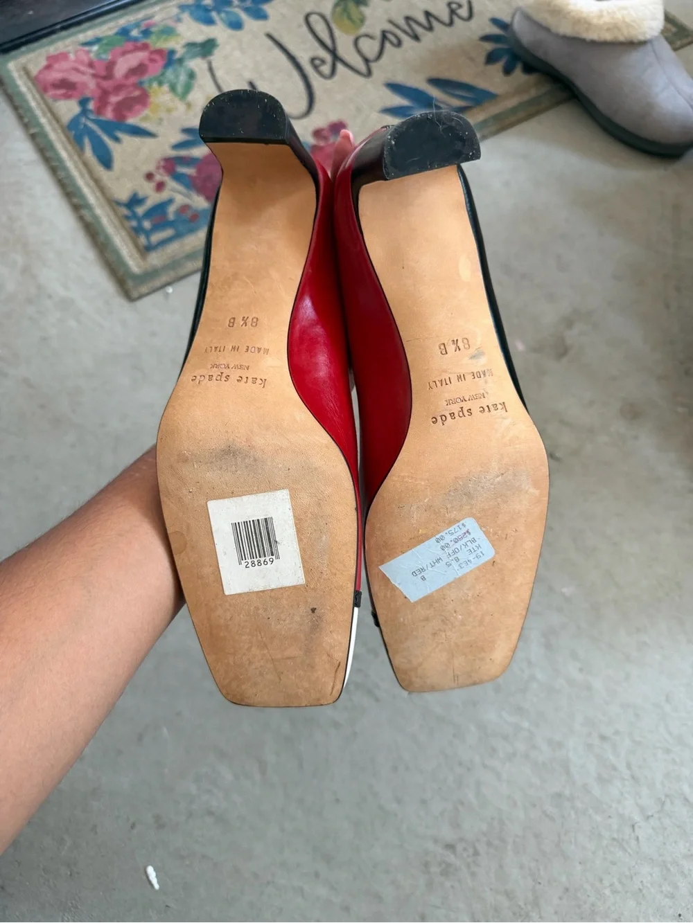 kate spade Colorblock Black Red Cream Square-Toe Flats